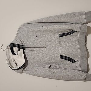 MICHAEL KORS MEN'S PULLOVER HOODIE LOGO TAPE KANGAROO FRONT POCKETS GREY SIZE M